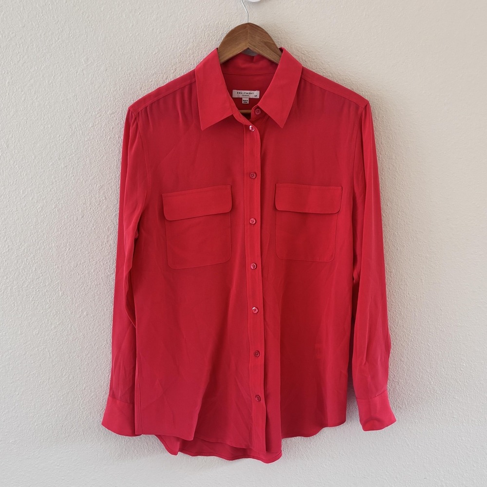 Equipment Femme 100% Silk Button Up Shirt Womens Size S Red Classic Blouse